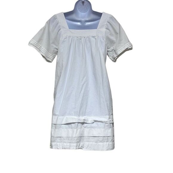 Madewell Nisha Poplin Mini‎ Dress White Cotton Square Neck Boho Cottage NWOT XS - Picture 2 of 10